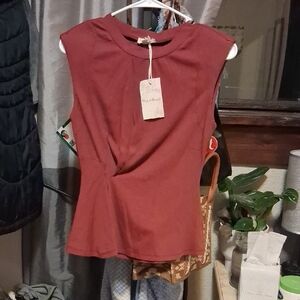 Hem & Thread Rust Sleeveless Blouse